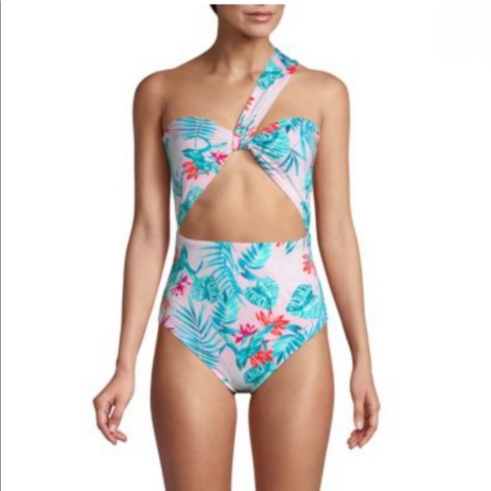 Dolce Vita monokini pink floral tropical swim suit